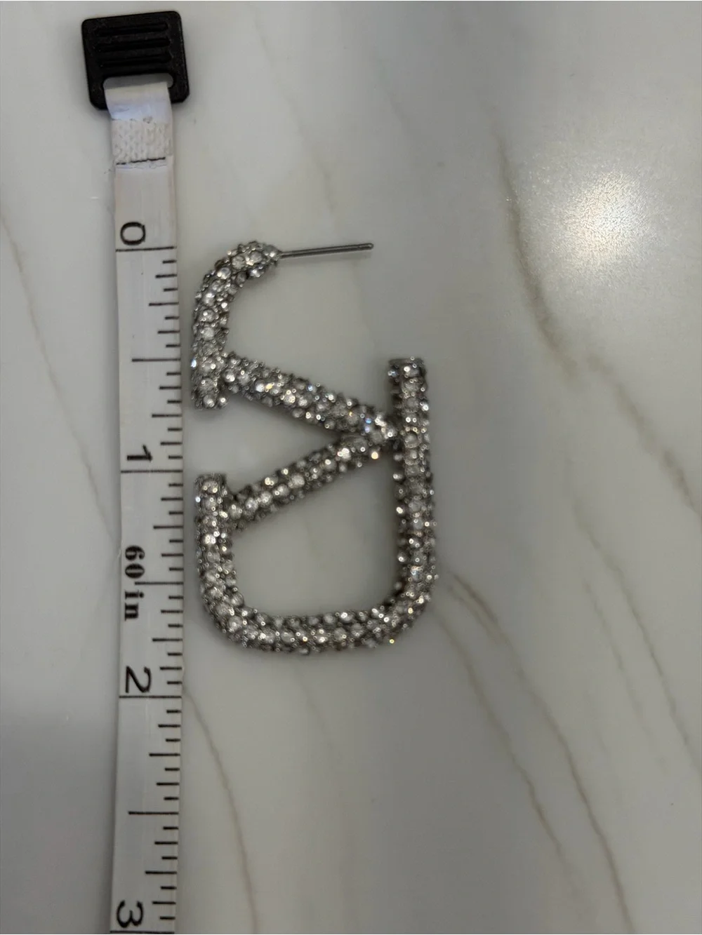 Crystal Geometric Hoop Earrings - Silver